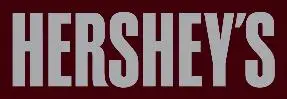 Grey Hershey's text on dark red
